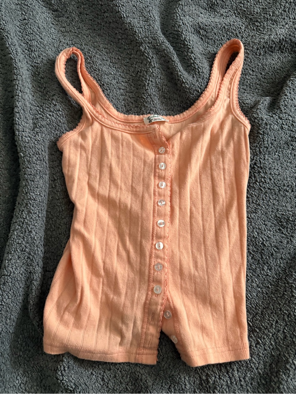 Free People Peach Button-Front Ribbed Tank size small